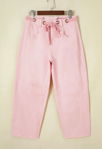 Tie-Waist Barrel Jeans