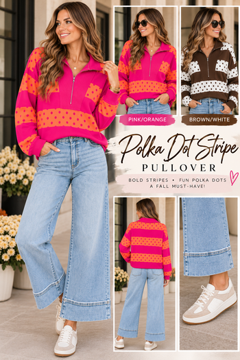 Stripe Polka Dot Quarter Zip