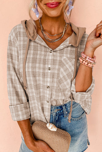 Khaki Checkered Hooded Shacked