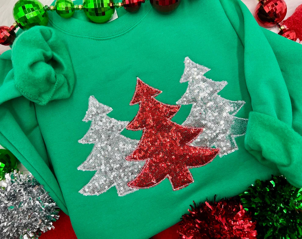 Christmas Tree Sequin - Green/Red