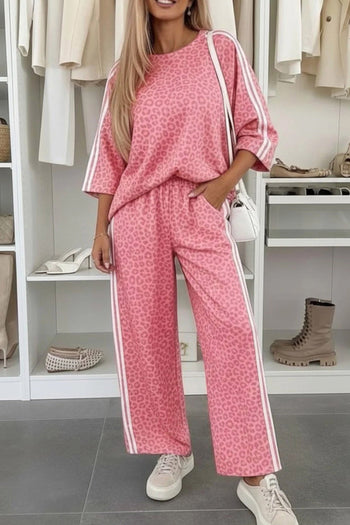 Leopard Varsity Stripe Pant Set Full Run RTS