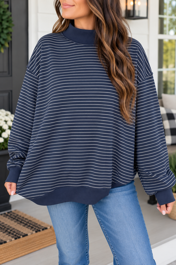 Stripe Ribbed Oversized Sweatshirt
