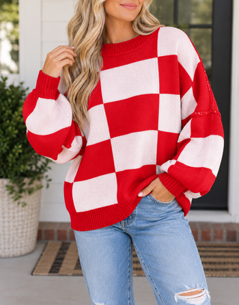 Red Checkered Sweater