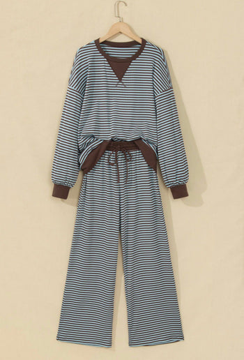 Brown Stripe Two Piece Set
