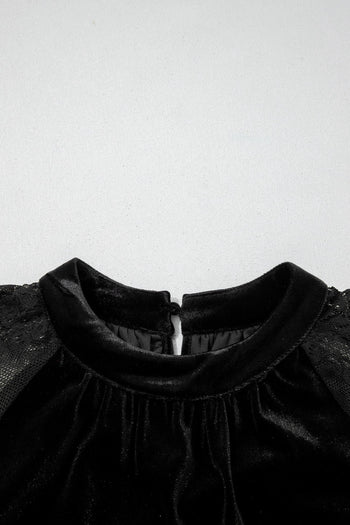 Black Lace Velvet Blouse