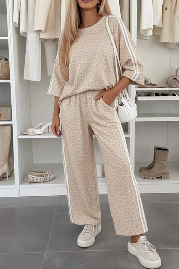 Leopard Varsity Stripe Pant Set RTS