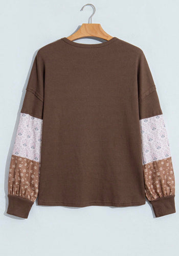 Waffle Knit Patchwork Top