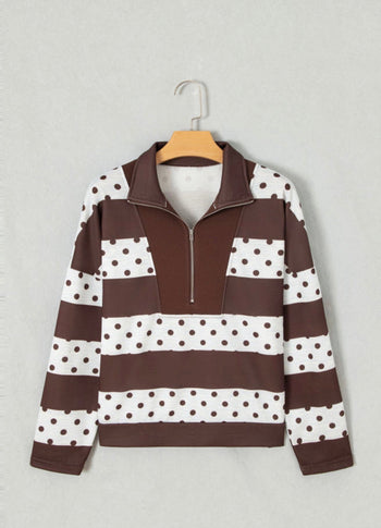 Stripe Polka Dot Quarter Zip