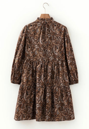 Brown Paisley Flowy Dress 100% Cotton
