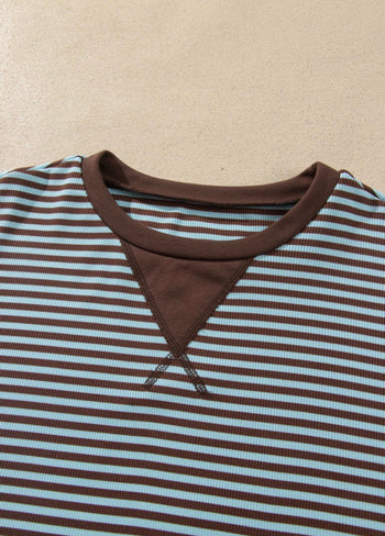 Brown Stripe Two Piece Set