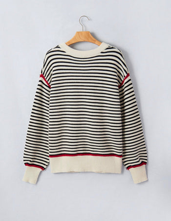 Black Stripe Ribbed Sweater