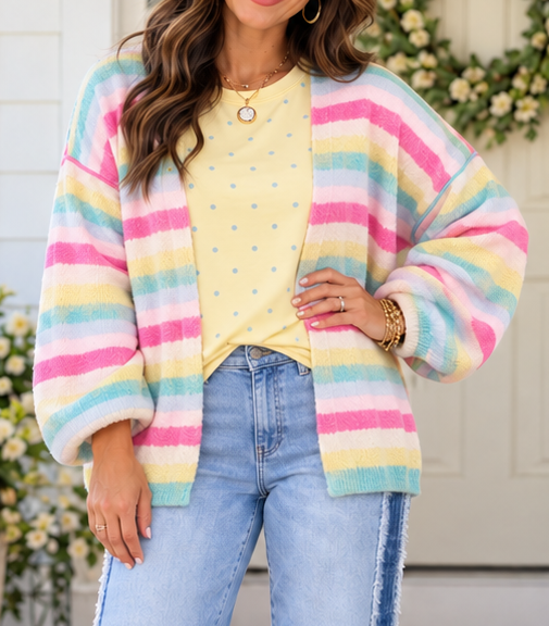 Multicolor Stripe Knit Cardigan