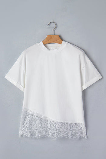 White Lace Asymmetric Blouse