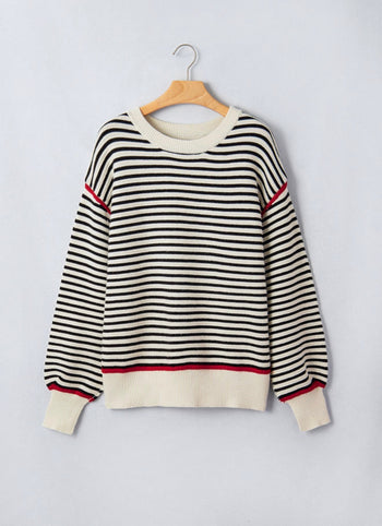 Black Stripe Ribbed Sweater