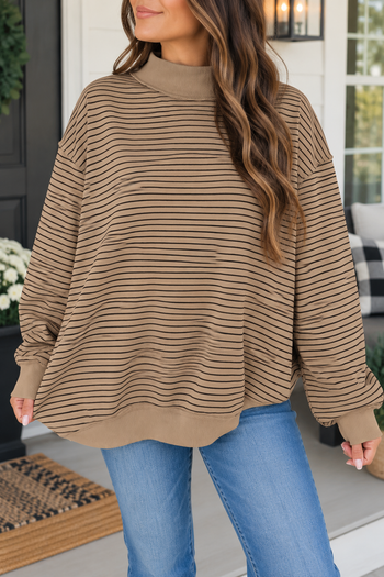 Stripe Ribbed Oversized Sweatshirt