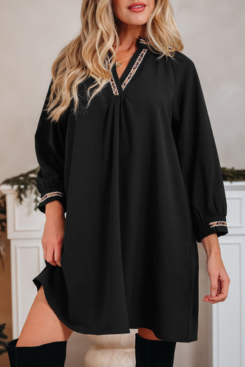 Black Contrast Trim Dress