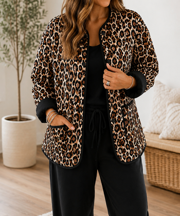 Brown Leopard Quilted Jacket