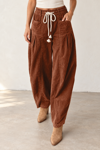 Chestnut Corduroy Drawstring Pants RTS