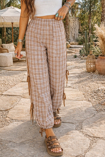 Chestnut Plaid Bow Detail Pants RTS