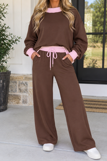 Coffee and Pink Trim Set