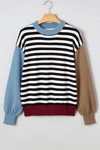 Colorblock Stripe Panel Sweater