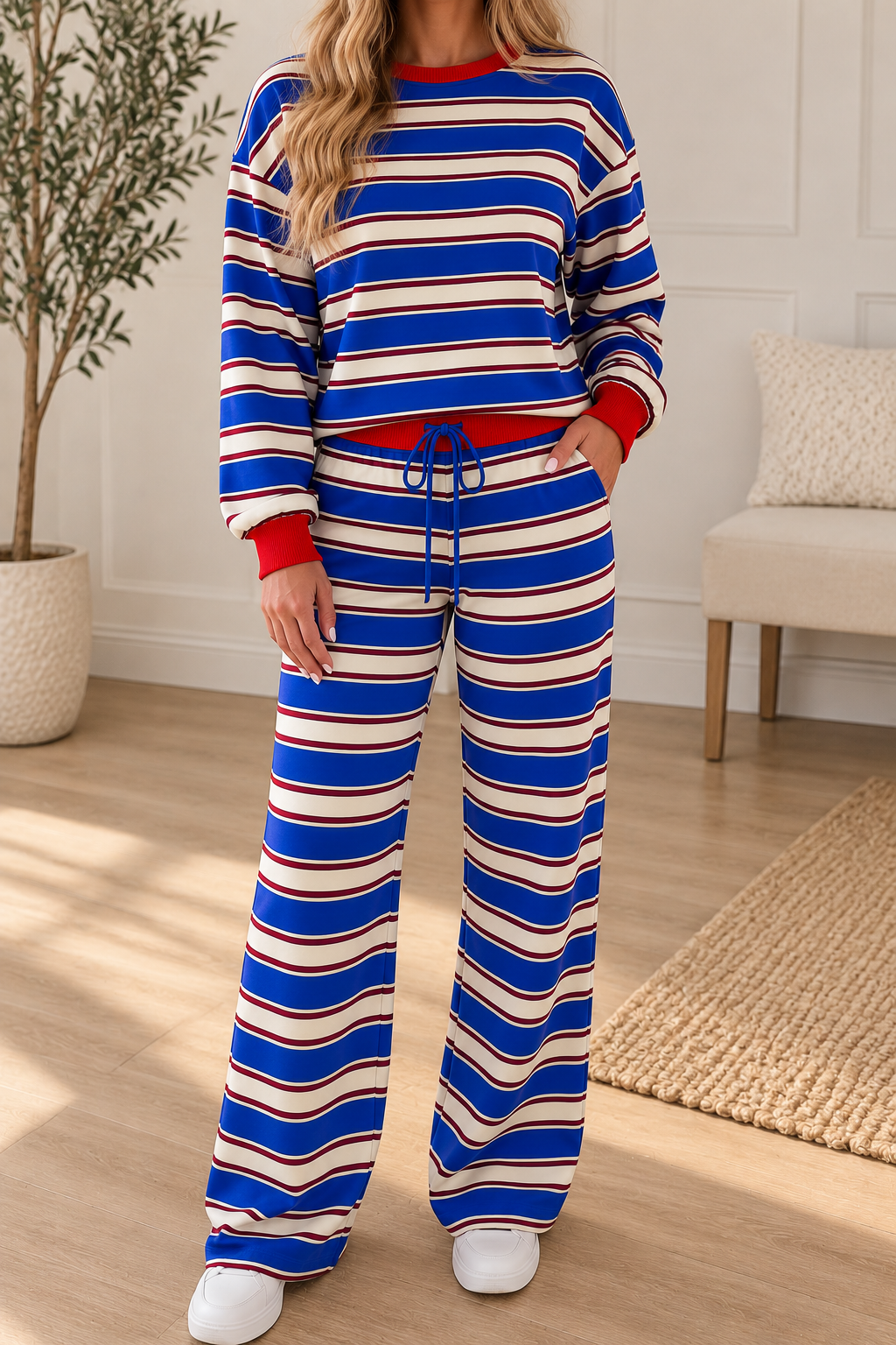 Blue Stripe Trim Set