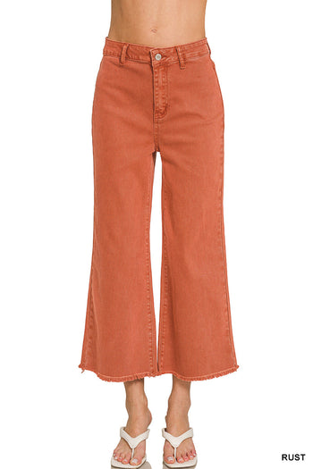 Cropped Frayed Hem Straight Jeans Zenana RTS