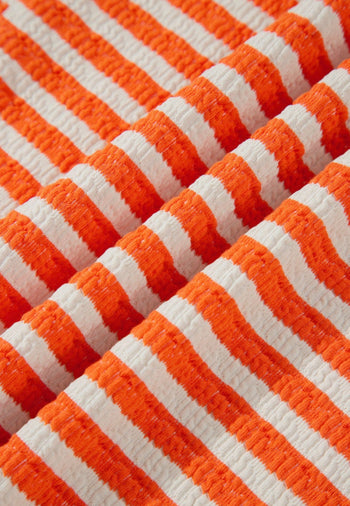 Orange Stripe Textured Top