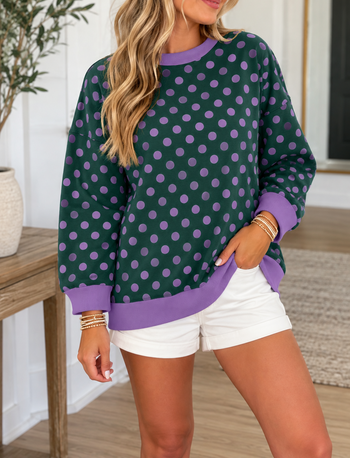 Green Polka Dot Trim Top