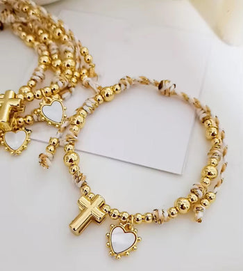 Heart Cross Rope Bracelet RTS