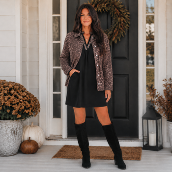 Oversized Leopard Denim Jacket