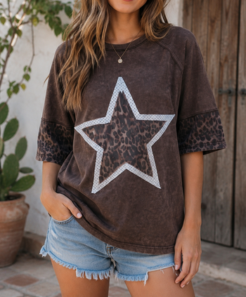 Mineral Wash Star Leopard Shirt