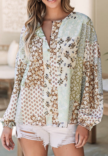 Multicolor Floral Puff Blouse RTS