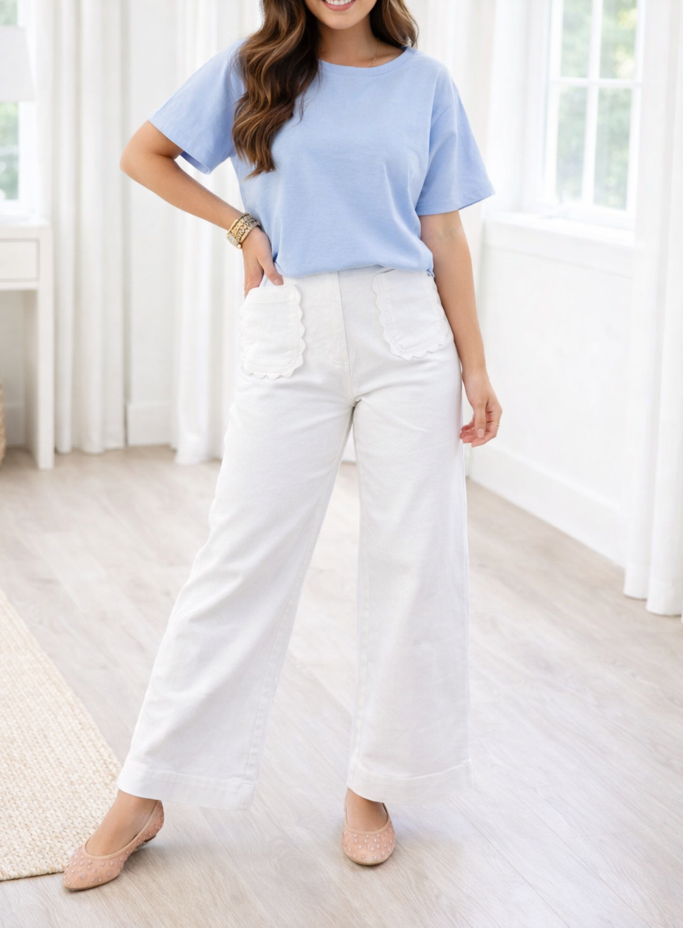 Scalloped Patch Jeans