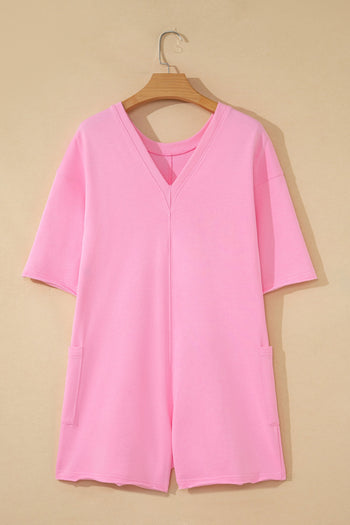 Pink Raw Edge Loose Romper RTS