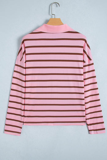Pink Stripe Collar Top