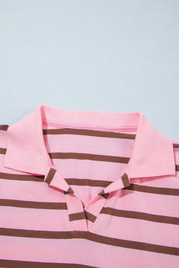 Pink Stripe Collar Top