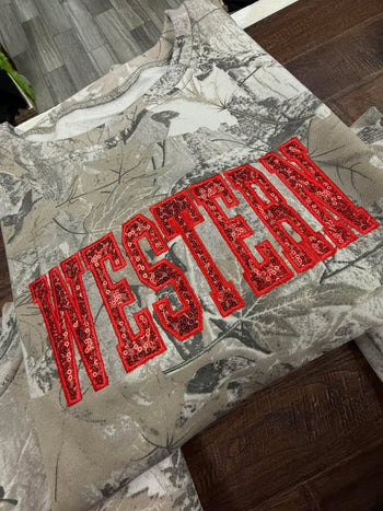 Camo Sequin Crew