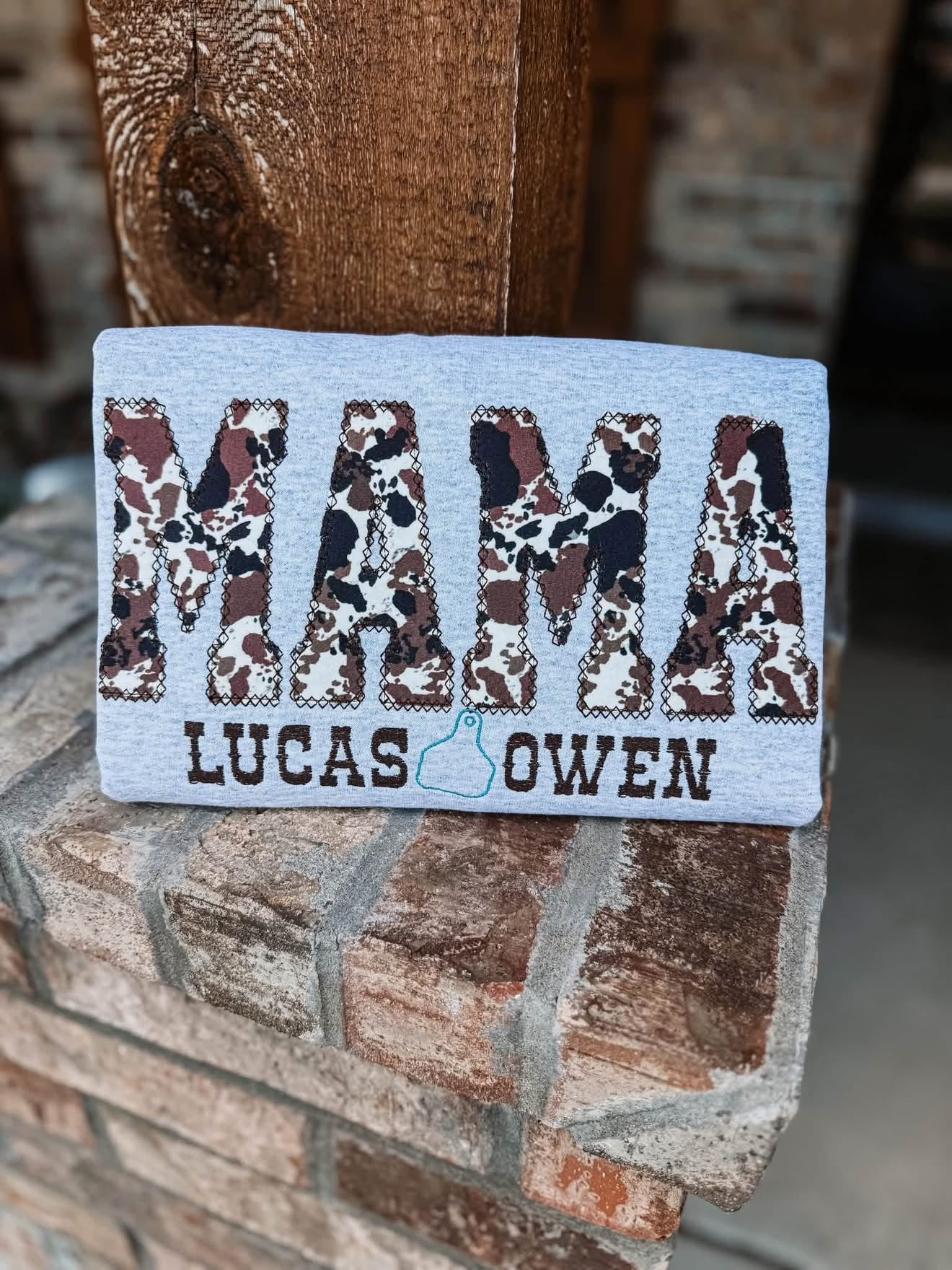 Cow Appliqué w/ Cattle Tag & Names