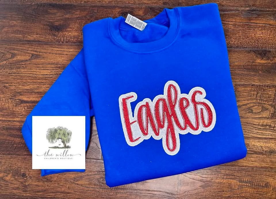 Double Glitter Applique EAGLES crewneck example