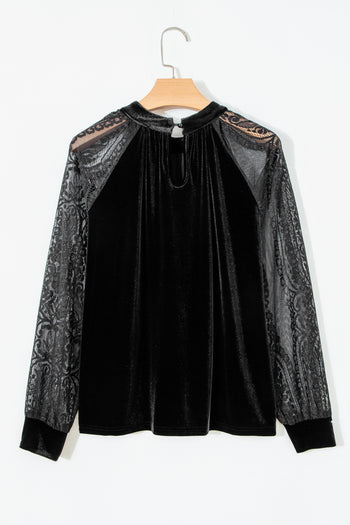 Black Lace Velvet Blouse
