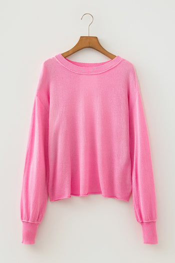 Pink Backless Pullover Sweater