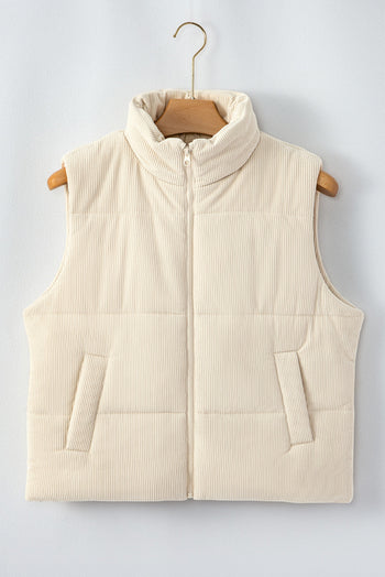 Corduroy Zip Up Puffer Vest